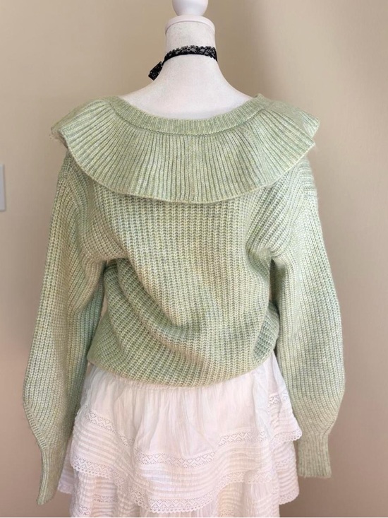 Coquette lolita ruffle babydoll collar balloon sleeve knit sweater green Japan M - Picture 6 of 10